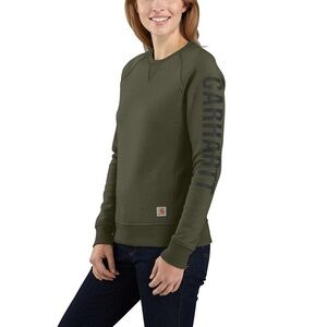 Carhartt Relaxed Fit Midweight Crewneck Logo Sleeve Sweatshirt Basil Heather